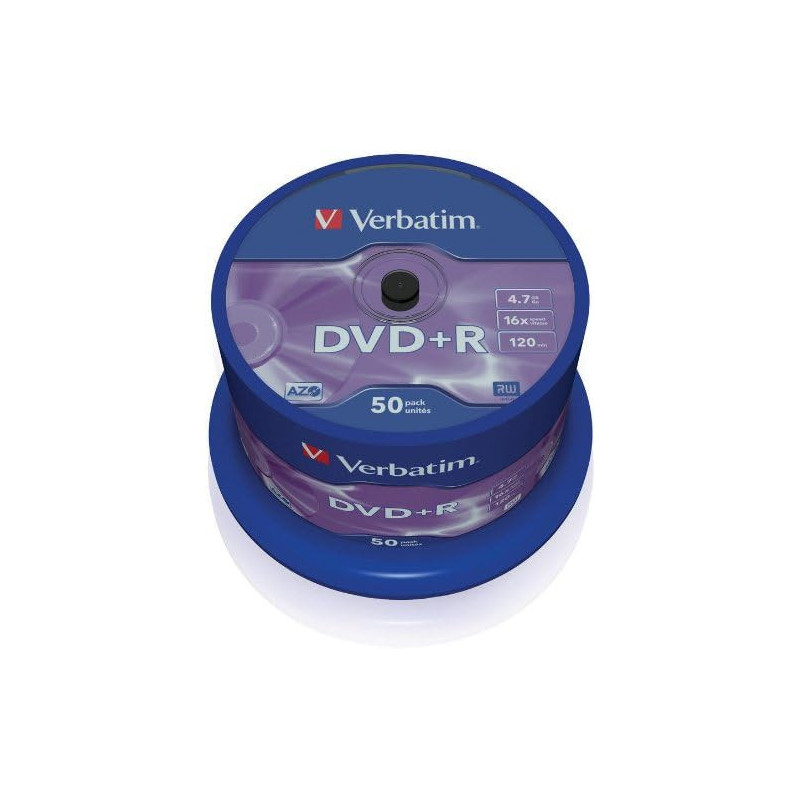 Verbatim 43550 4.7GB 16x DVD+R Matt Silver - 50 Pack Spindle